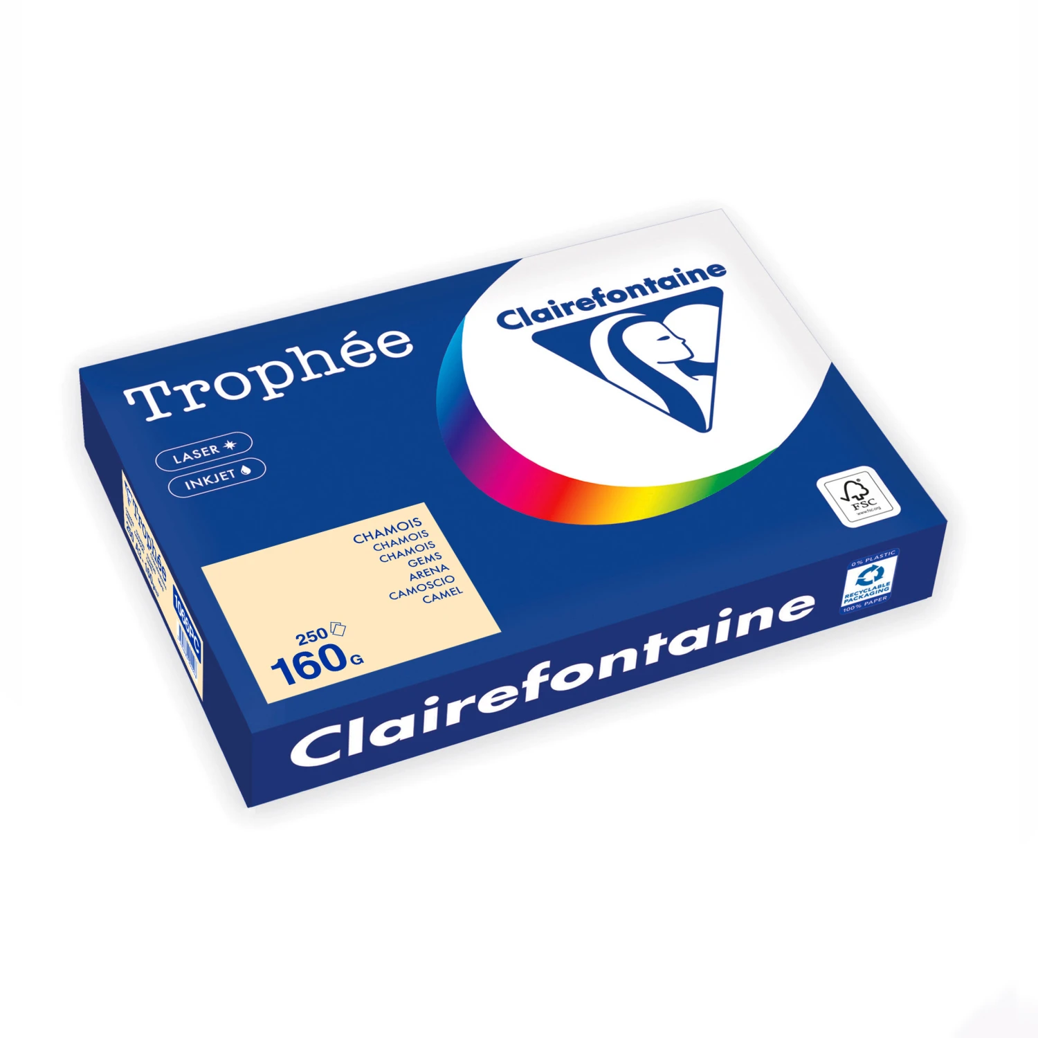 CLAIREFONTAINE Kopierpapier Trophée Pastell A3, 160 g/m², 250 Blatt
