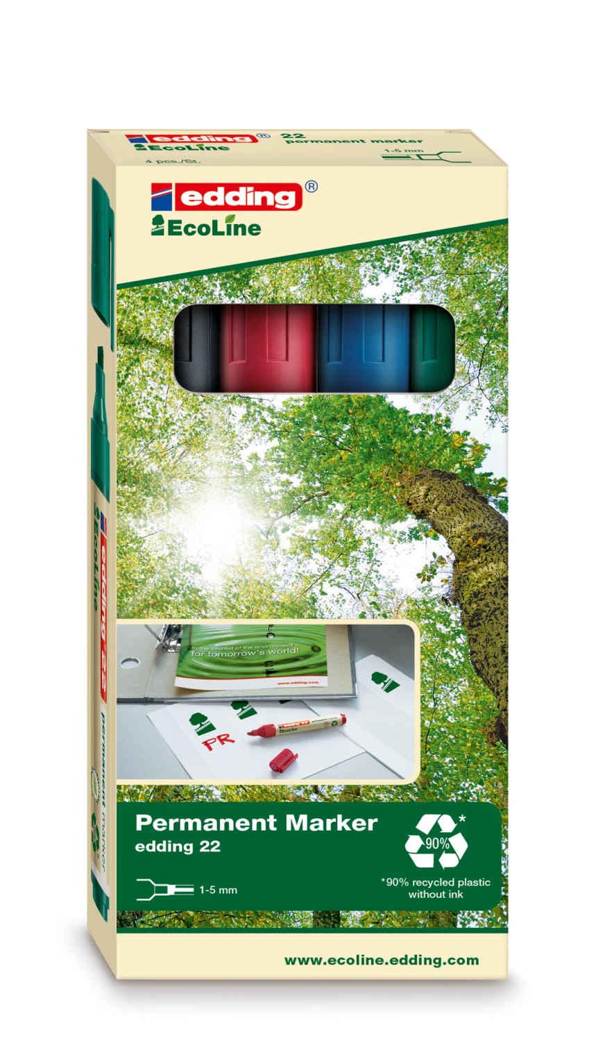 EDDING Permanent Marker 22 - 1 - 5 mm - 4 -farbig