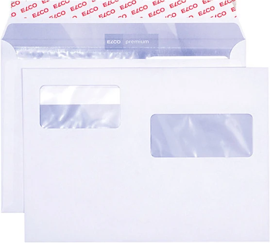 ELCO Enveloppes Premium C5, fenêtre à droite + à gauche