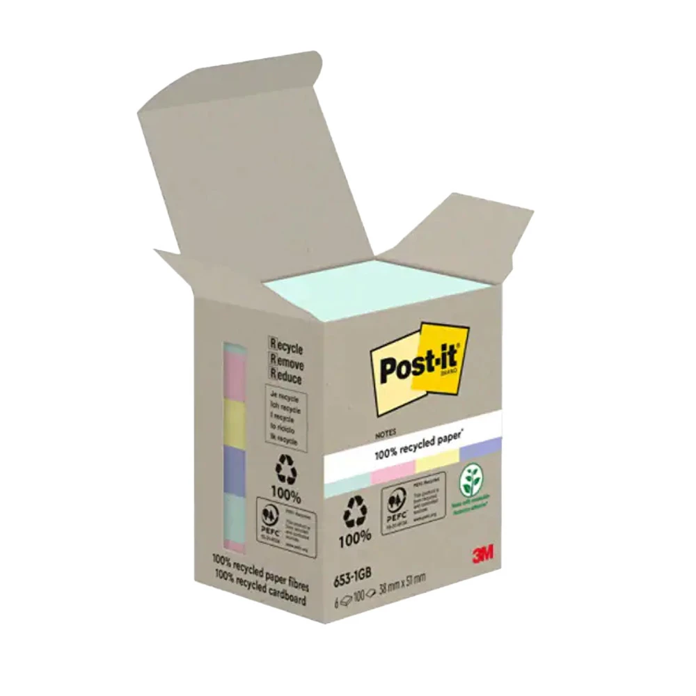 POST-IT Notes adhésives Recycling 6 x 100 feuilles