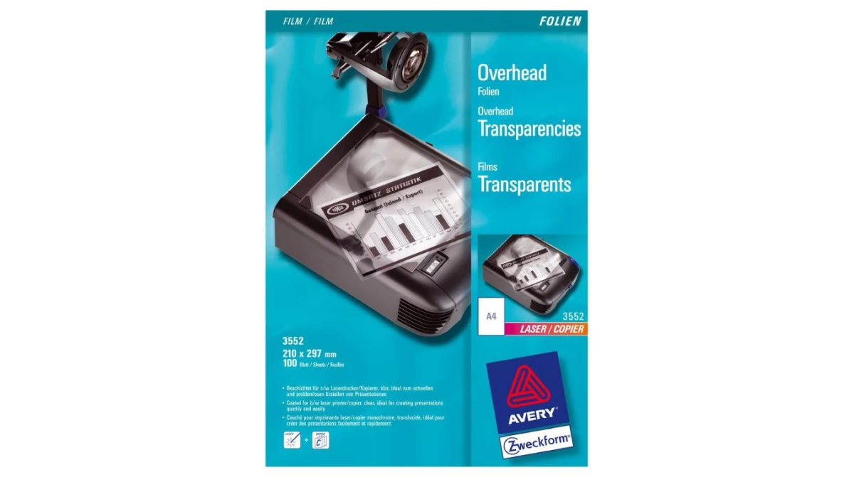 AVERY ZWECKFORM 3552 Films de projection OHP A4