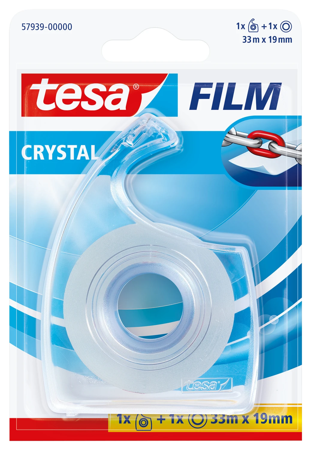 TESA Klebeband Crystal 19 mm x 33 m + Abroller