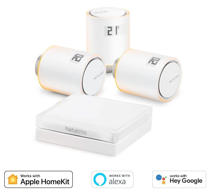 Netatmo 3x Têtes Thermostatiques intelligentes + Hub