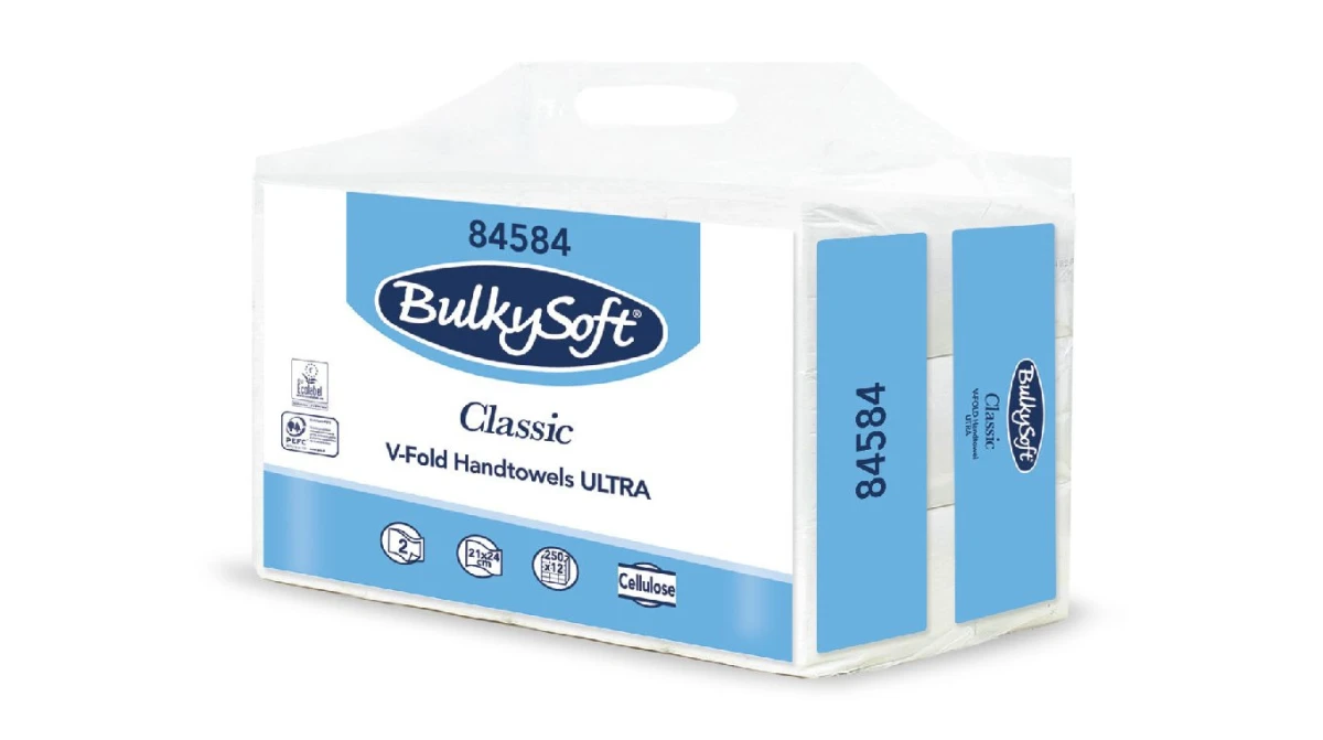BULKYSOFT Essuie-mains Classic pliage V, 2 couches, blanc