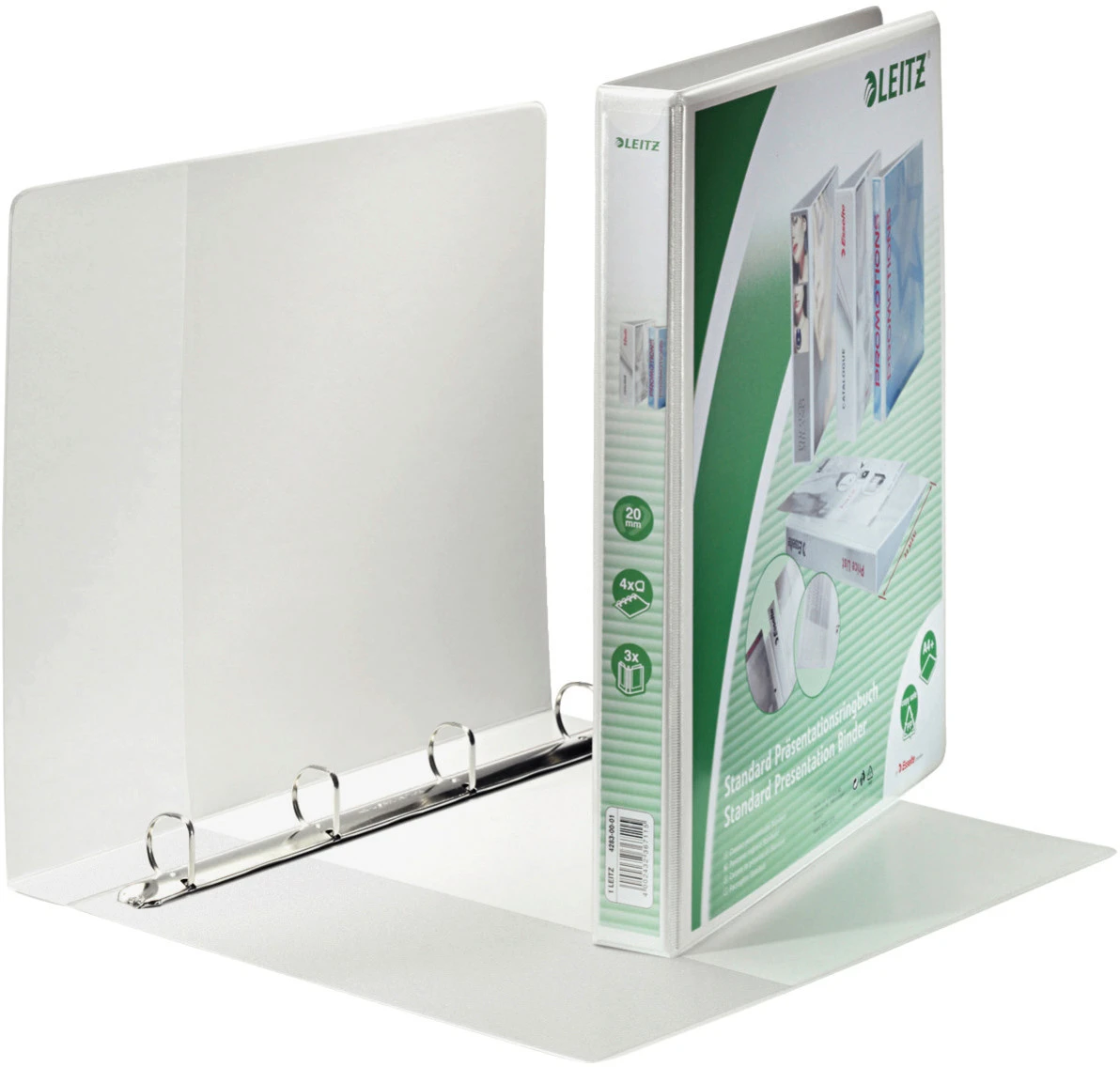LEITZ Classeur à anneaux A4, 20 mm avec 4 anneaux