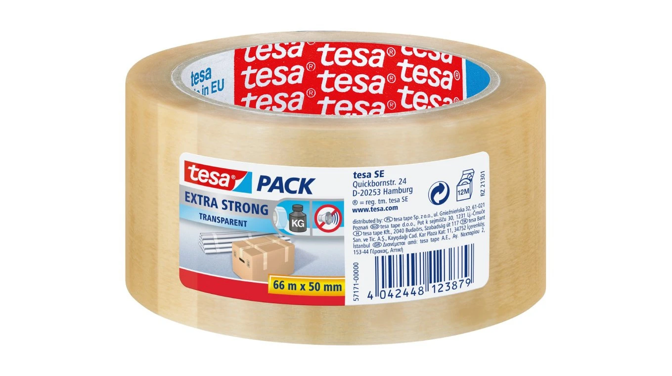 TESA Ruban d'emballage extra transparent 50 mm x 66 m