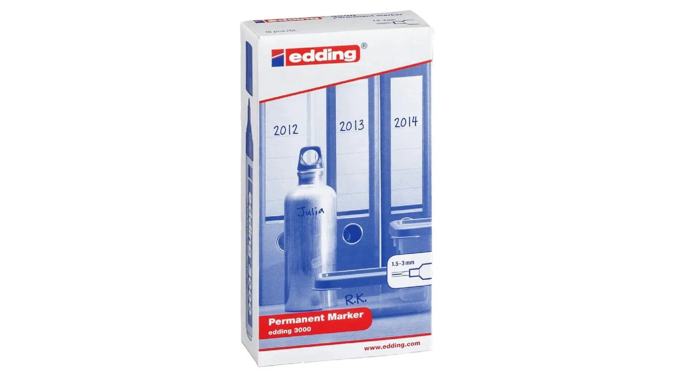 EDDING 3000 Permanent Marker - noir, 10 pcs.