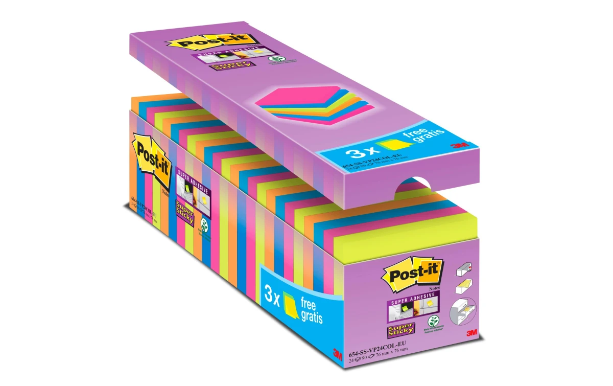 POST-IT Haftnotizen Super Sticky 24 x 90 Blatt