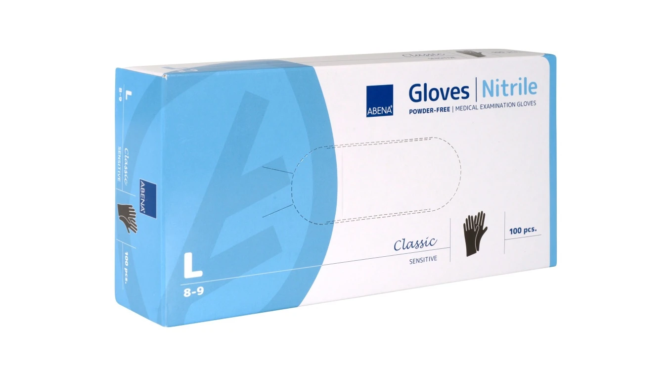 ABENA Gants en nitrile Classic Sensitive taille L, 100 pièces