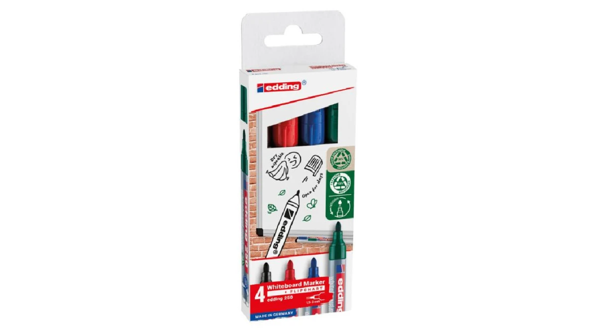 EDDING Marqueurs pour tableau blanc 250, étui de 4