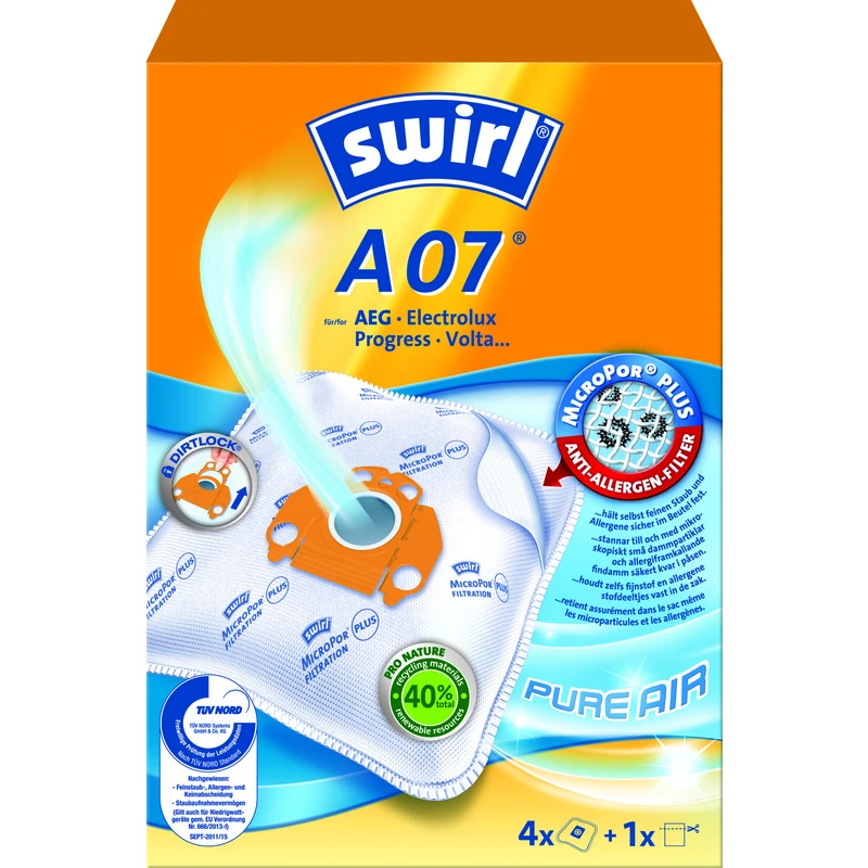 SWIRL Sacs aspirateur A 07 EcoPor 4 pièces