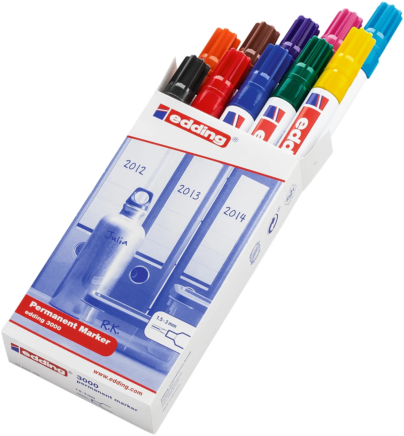 EDDING 3000 Permanent Marker - 10 Farben