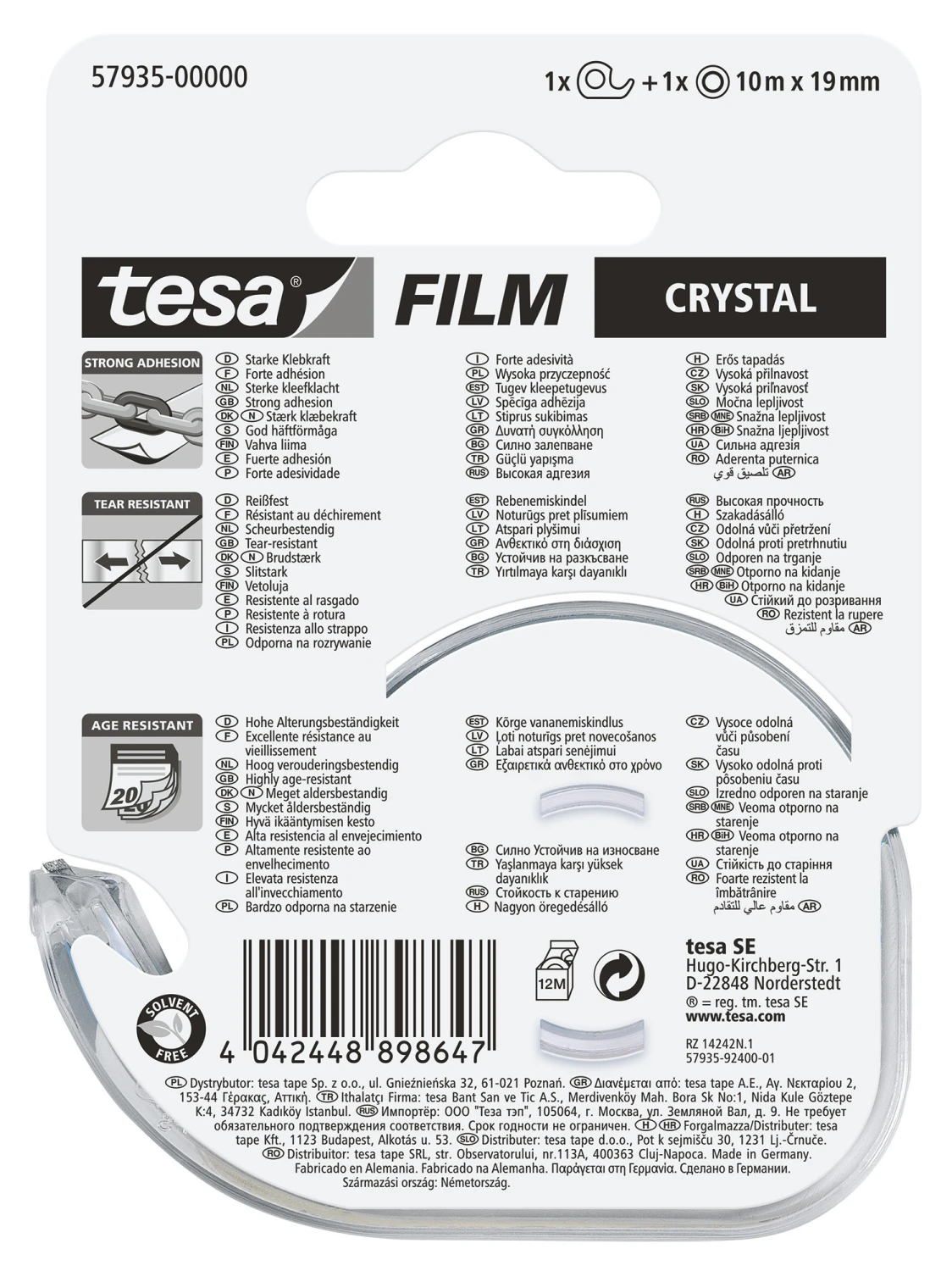 TESA Ruban crystal/Déroul. 19mmx10m