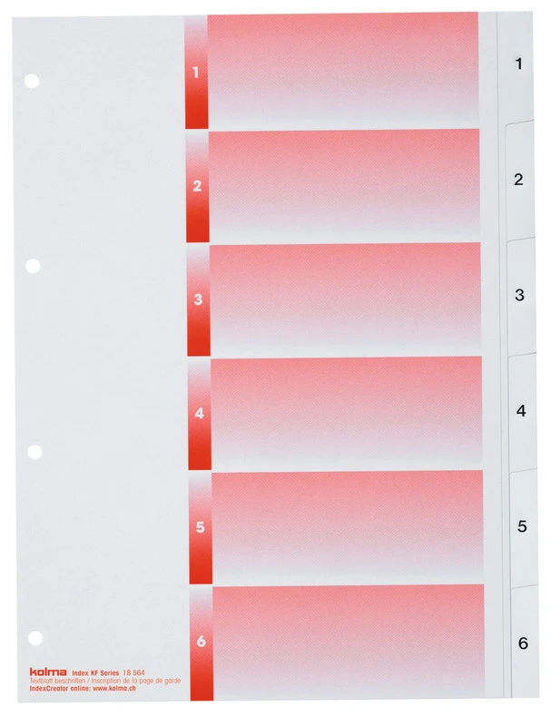KOLMA Zahlenregister KolmaFlex 1 - 6