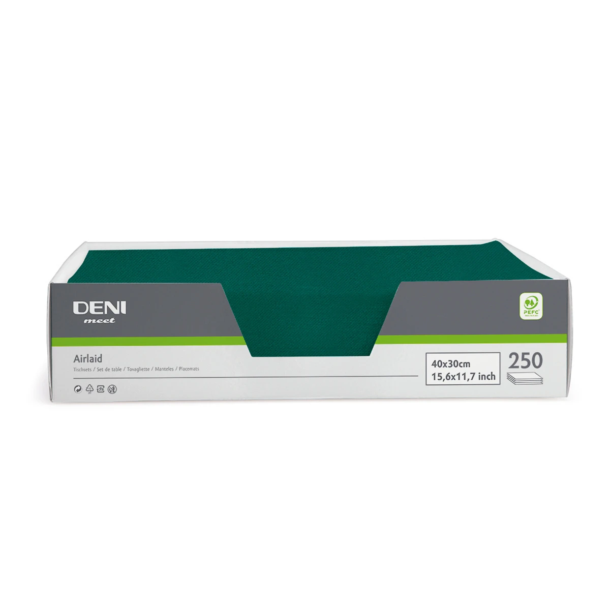 DENI meet Tischset Airlaid, tannengrün, 30x40cm, Pack zu 250 Stück