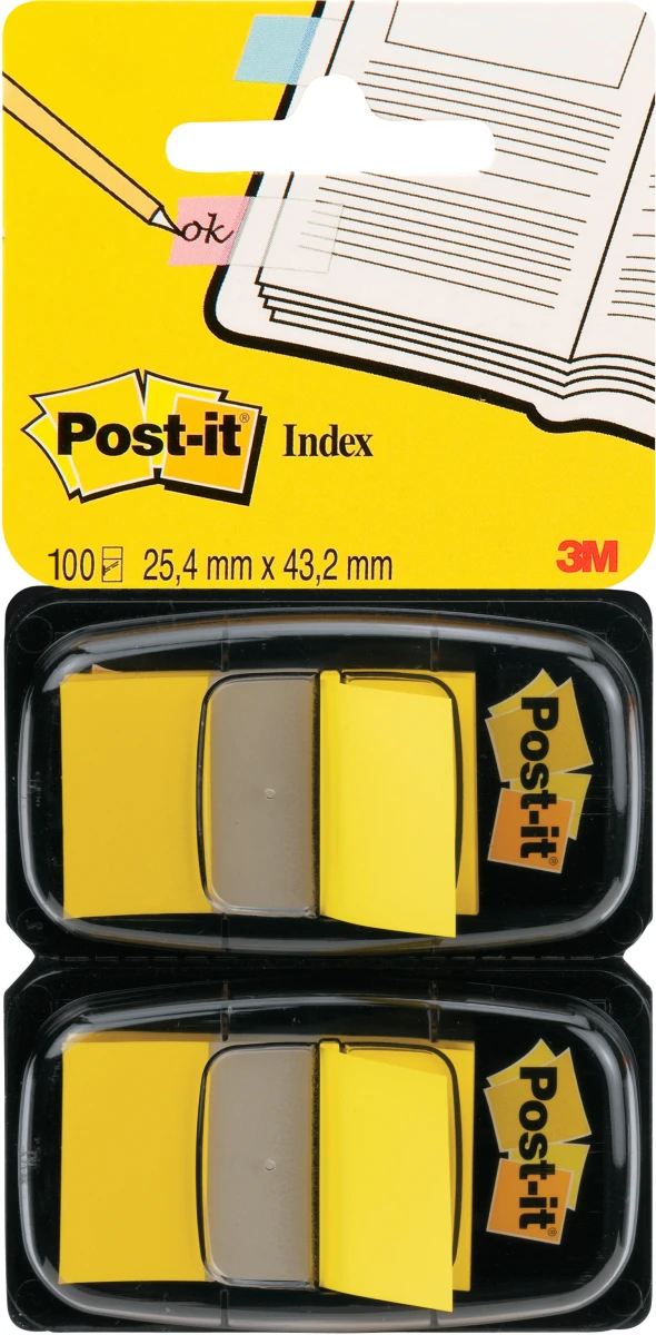 Post-it Index bande adhésive jaune, paquet de 2 x 50 pièces