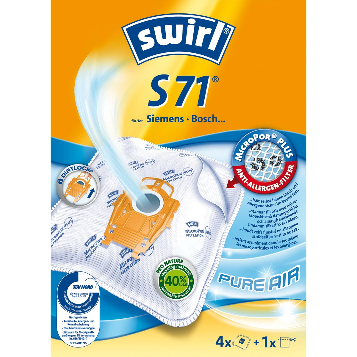 SWIRL Sac aspirateur S 71 EcoPor 4 pièces