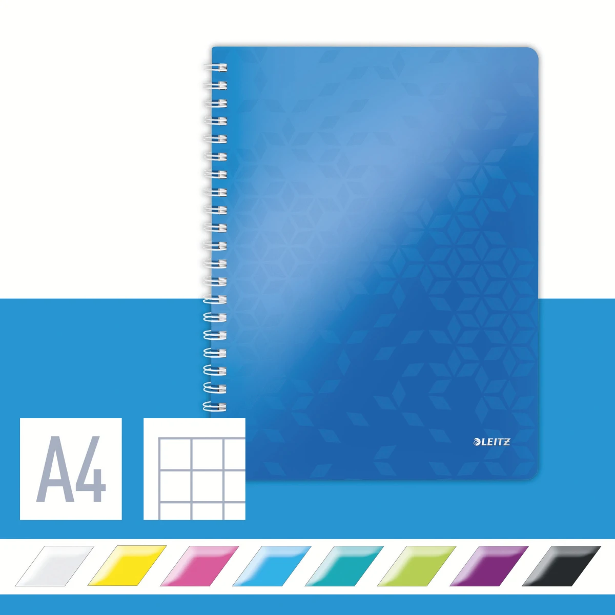 LEITZ 4638 Libre spirale WOW PP A4 quadrillé