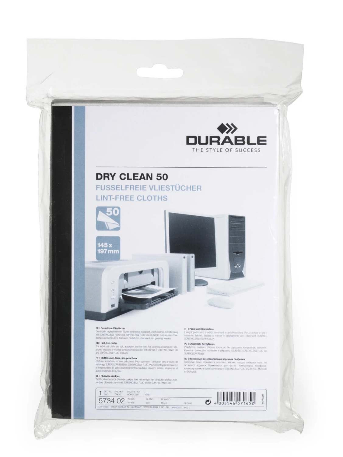 DURABLE Chiffonettes de nettoyage 145 x 197 mm Dry Clean 50