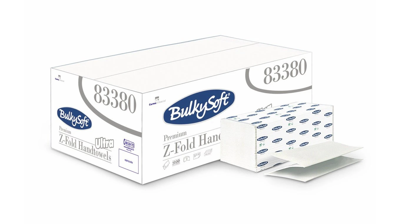 BULYKSOFT Essuie-mains en papier Ultra pliage Z, 2 couches, blanc