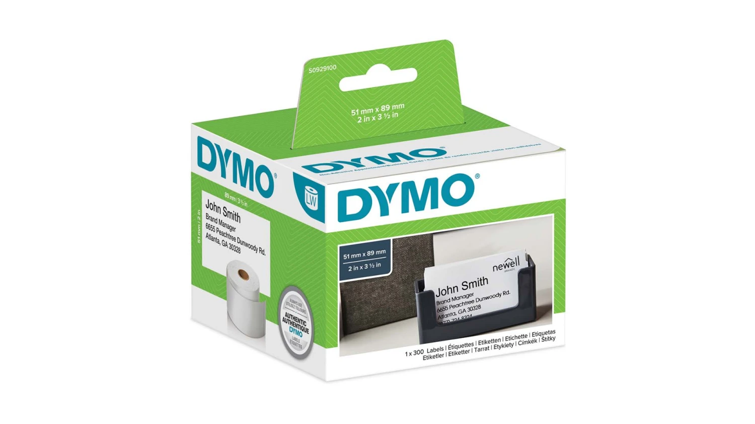 DYMO S0929100 Étiquettes 51 x 89 mm, paquet de 300 Étiquettes