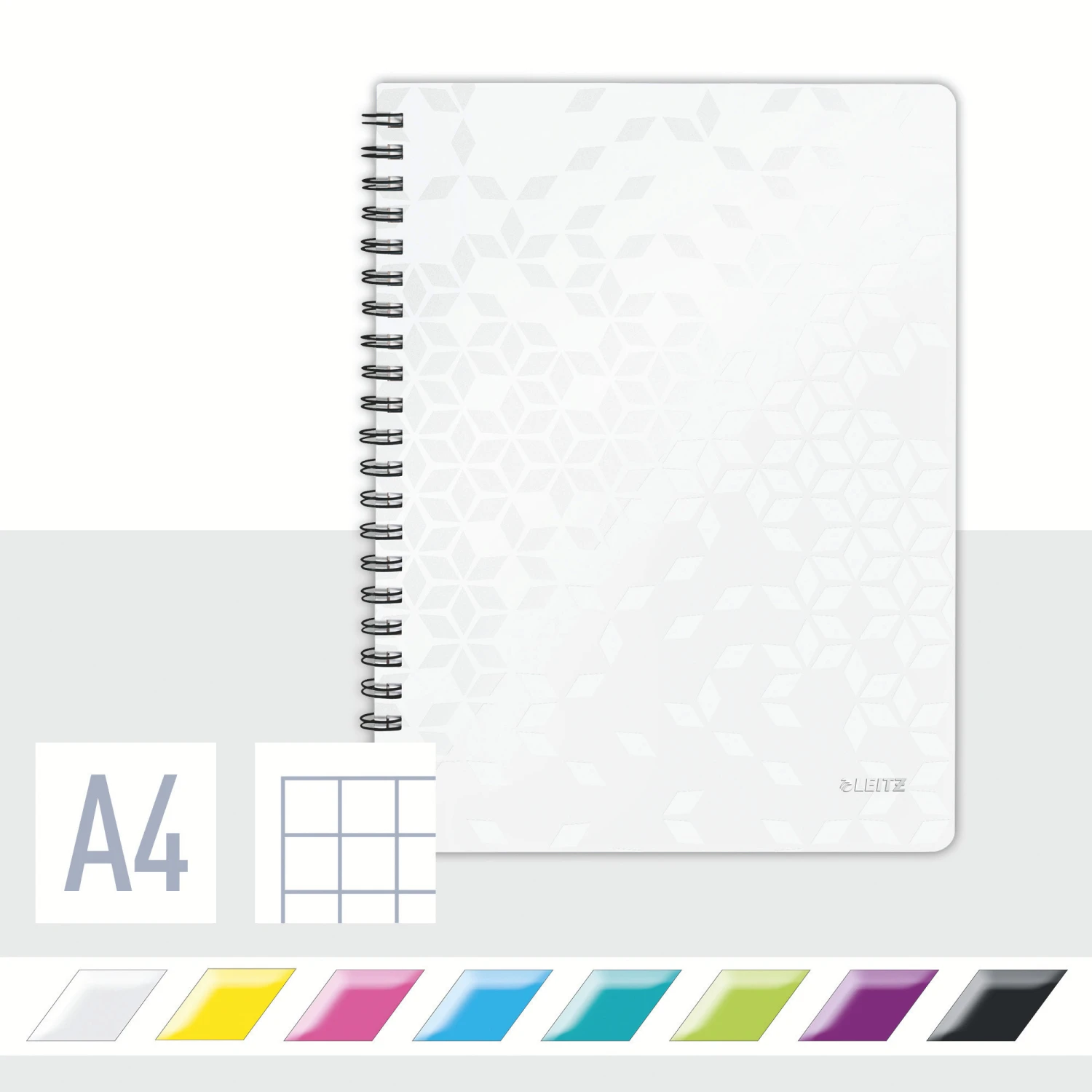 LEITZ Collegeblock WOW PP A4 quadrillé