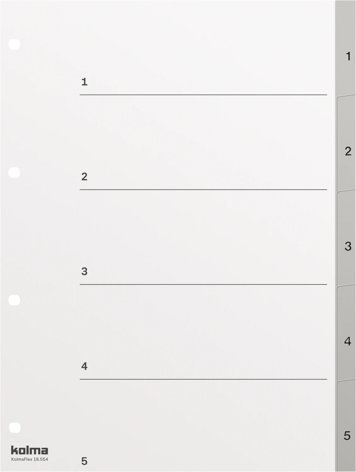 KOLMA Zahlenregister Strong 1 - 5