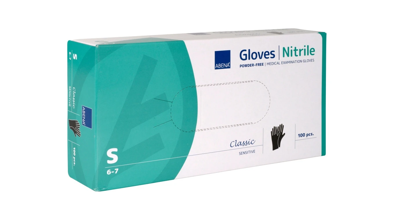 ABENA Gants en nitrile Classic Sensitive taille S, 100 pièces