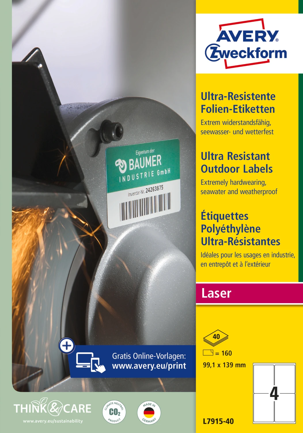 AVERY ZWECKFORM L7915-40 Etiketten, 99.1 x 139 mm, 40 Blatt