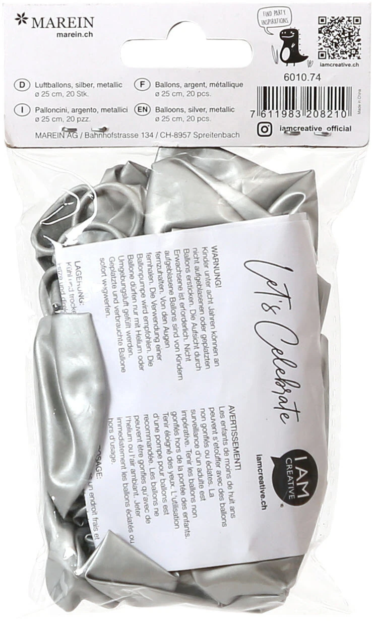 I AM CREA Ballons, argent métallique - 20 pcs.