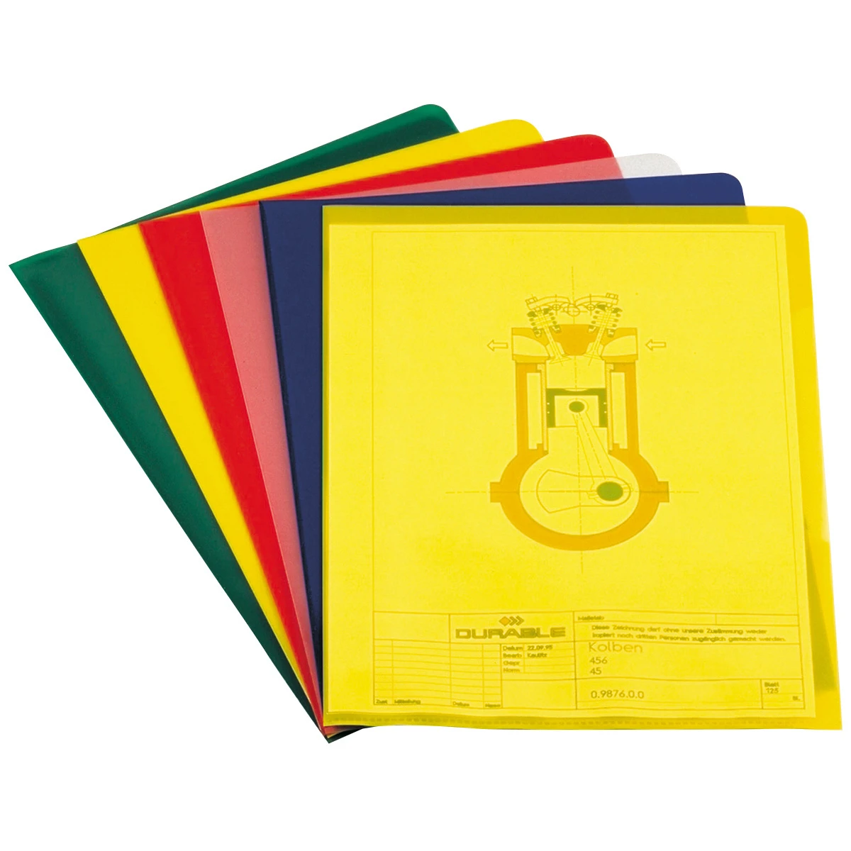 Durable Sichthüllen glatt, oben & seitlich offen, blau, Pack à 50 Stück