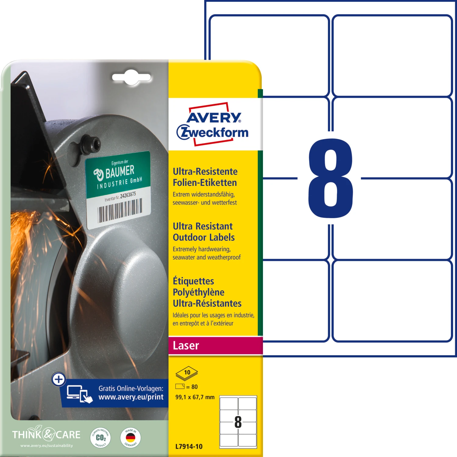 AVERY ZWECKFORM L7914-10 Etiketten, 99.1 x 67.7 mm, 10 Blatt