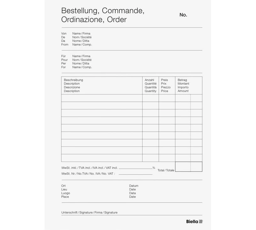 BIELLA Copy Bloc bulletins de commande A5, 50 feuillets