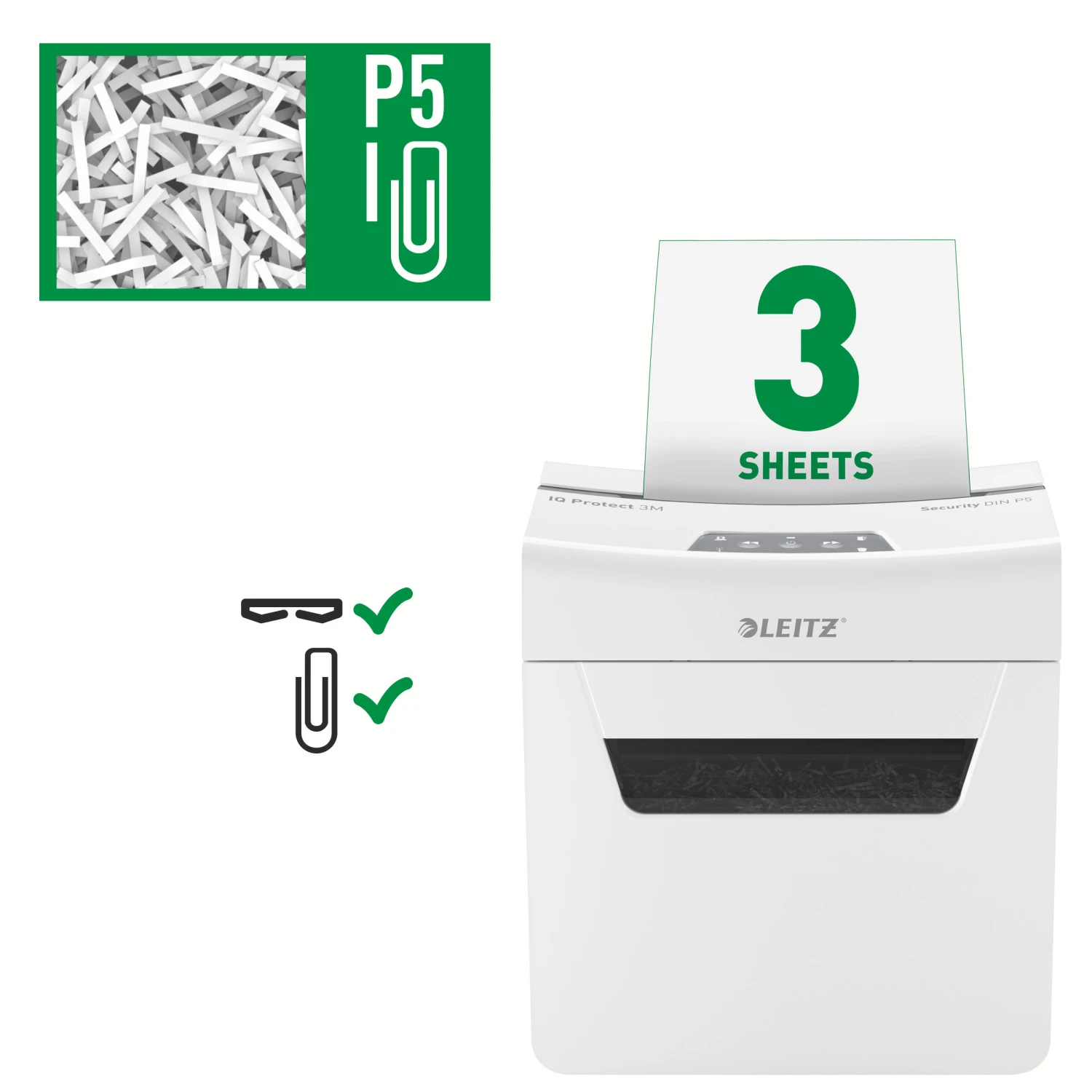 LEITZ Aktenvernichter IQ Protect 3M, P-5, 10lt