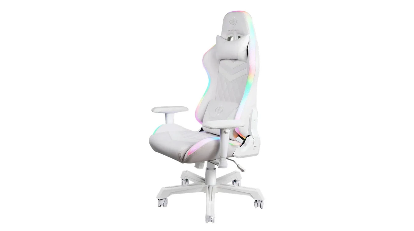 DELTACO Fauteuil gaming RGB LED blanc GAM-080-W