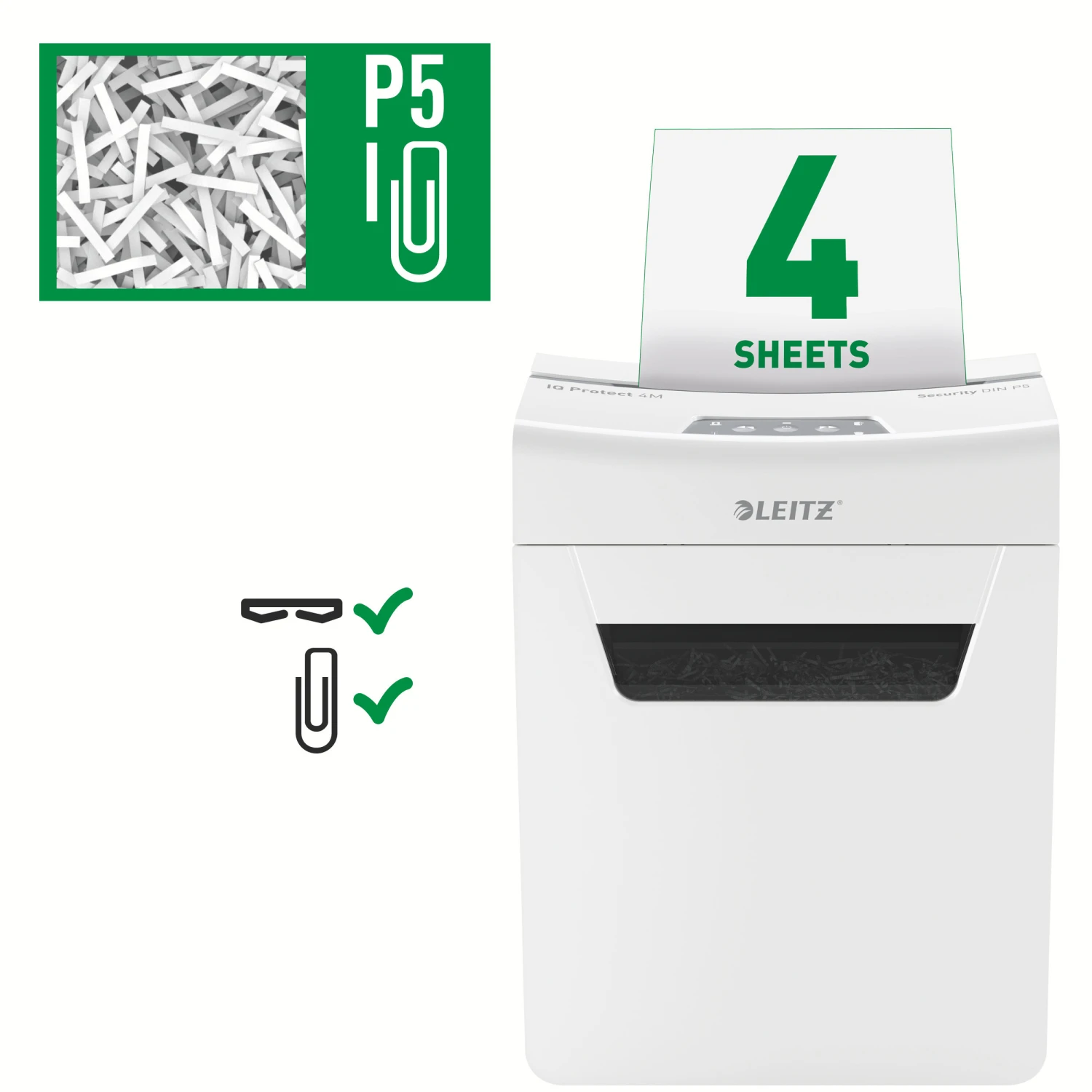 LEITZ Destructeur documents IQ Protect 4M, P-5, 14lt