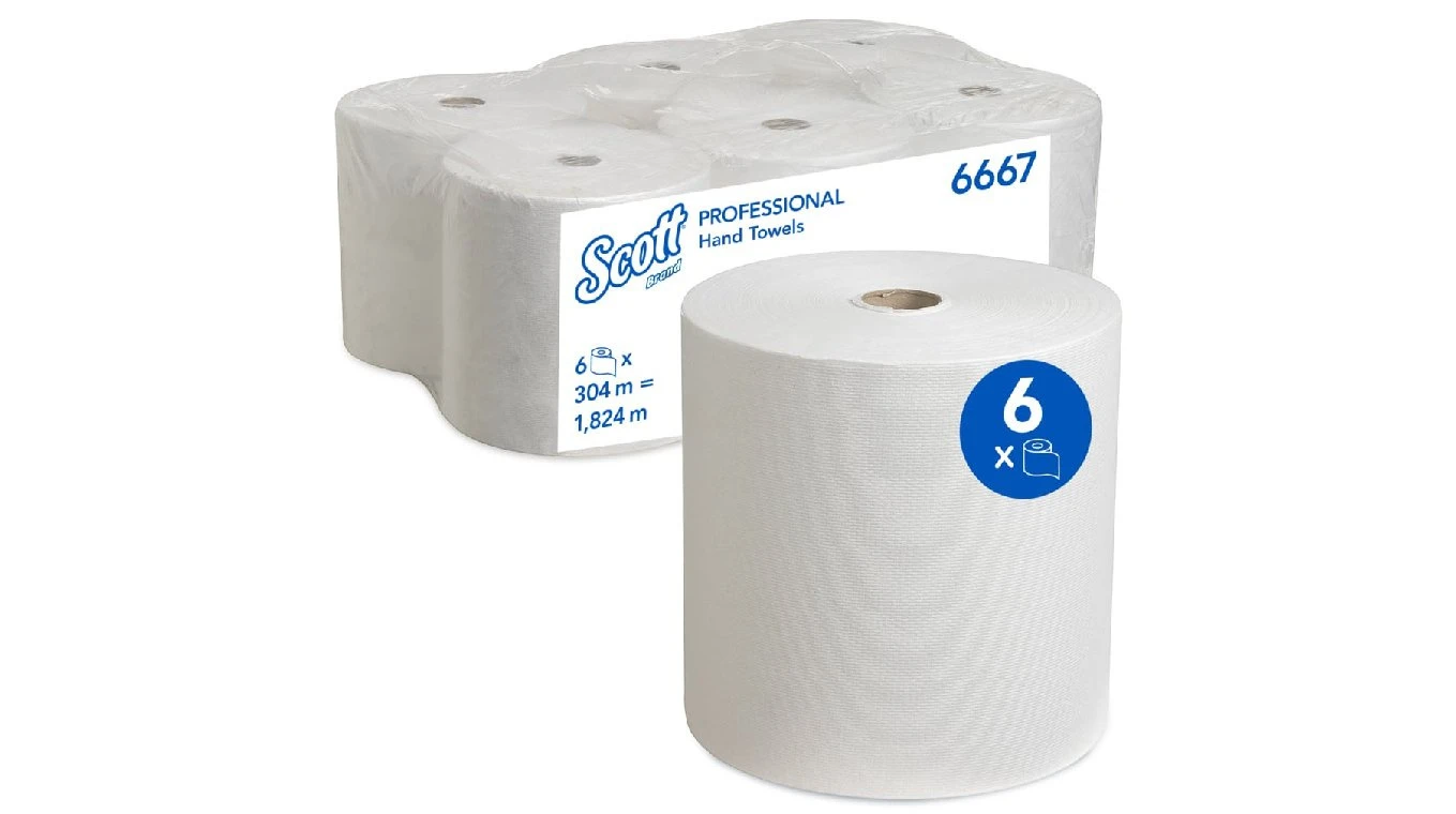 SCOTT Rouleaux d'essuie-mains en papier 1 couche, 6 rouleaux