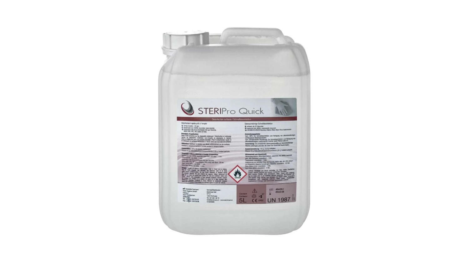 DENTIMED Désinfectant pour surfaces Steripro Quick 5 L