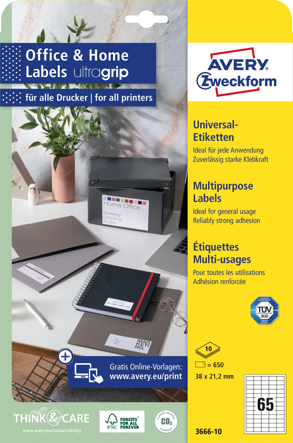 AVERY ZWECKFORM 3666-10 Etiketten, 38 x 21.2 mm, 10 Blatt
