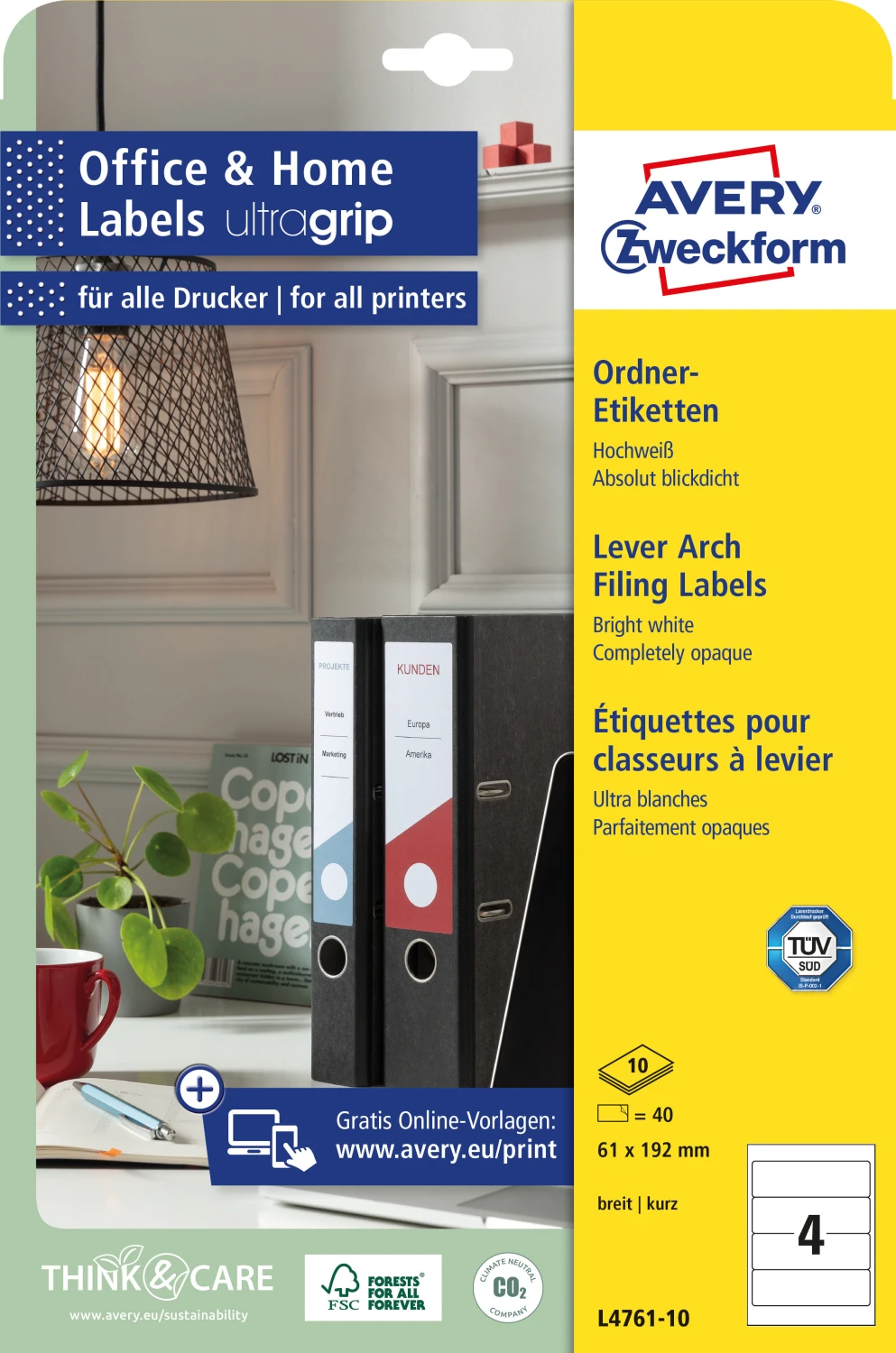 AVERY ZWECKFORM L4761-100 Étiquettes à classeur