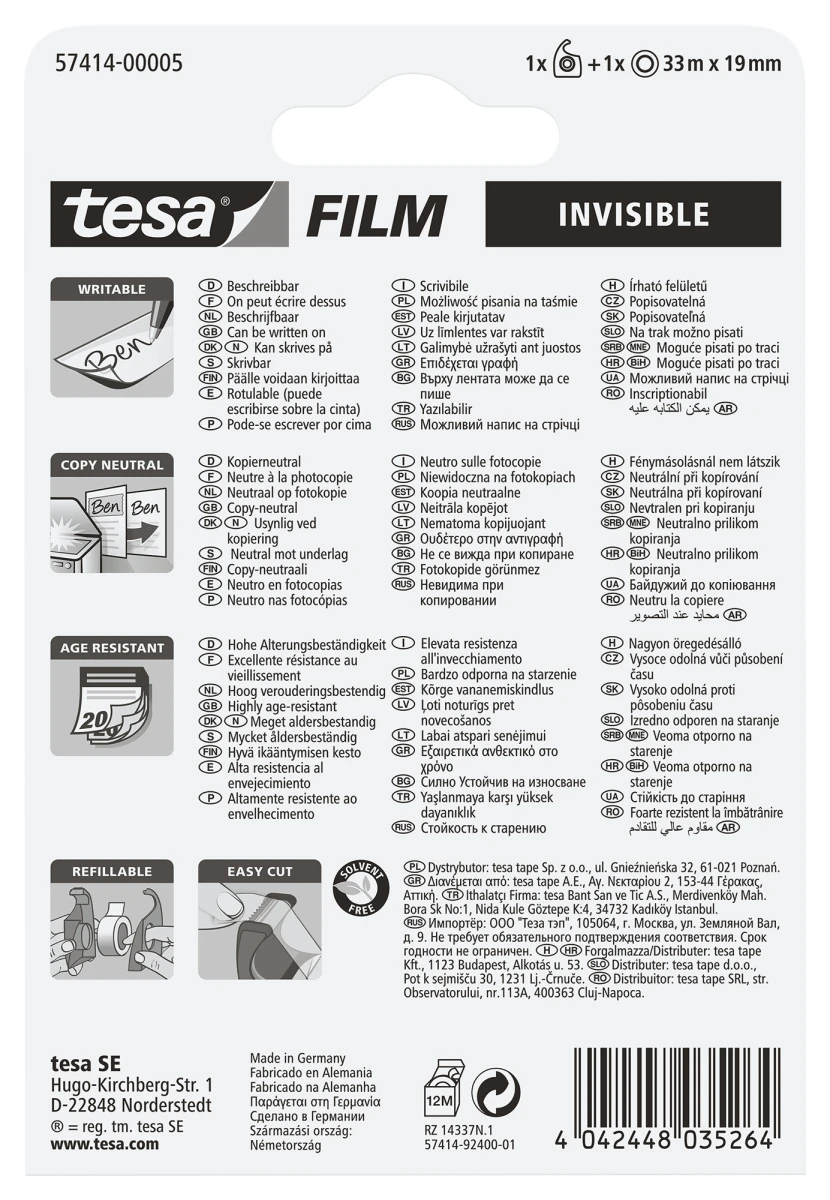 TESA Ruban déroul. 19mmx33m