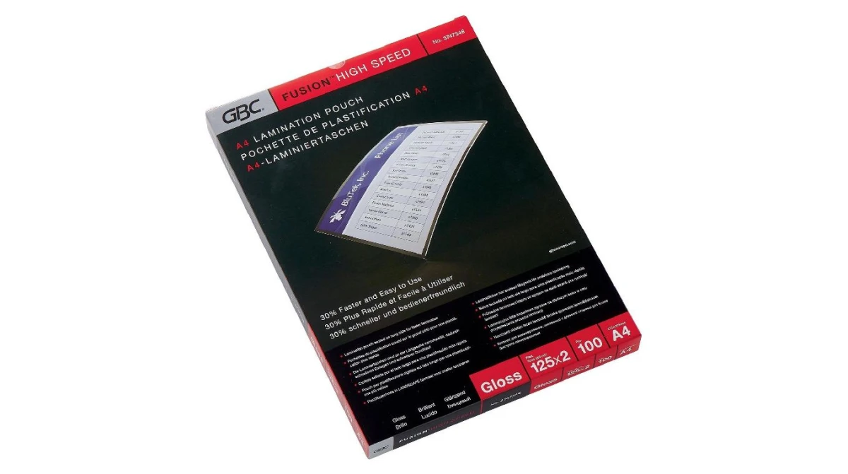 GBC Pochettes à plastifier A4 brillant, 125my, 100 pcs.