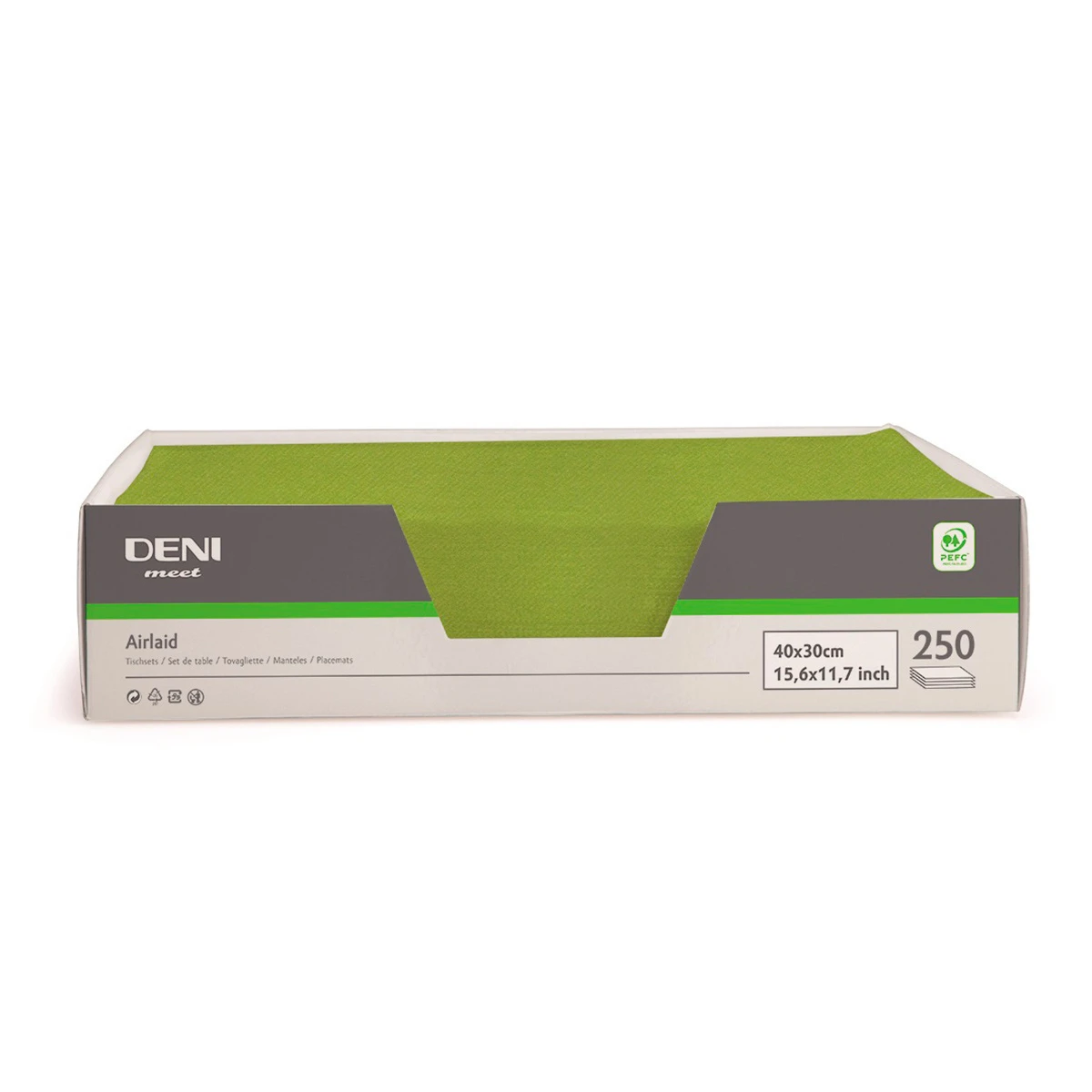 Sets de table Airlaid DENI meet, kiwi, 30x40cm, paquet de 250 pièces
