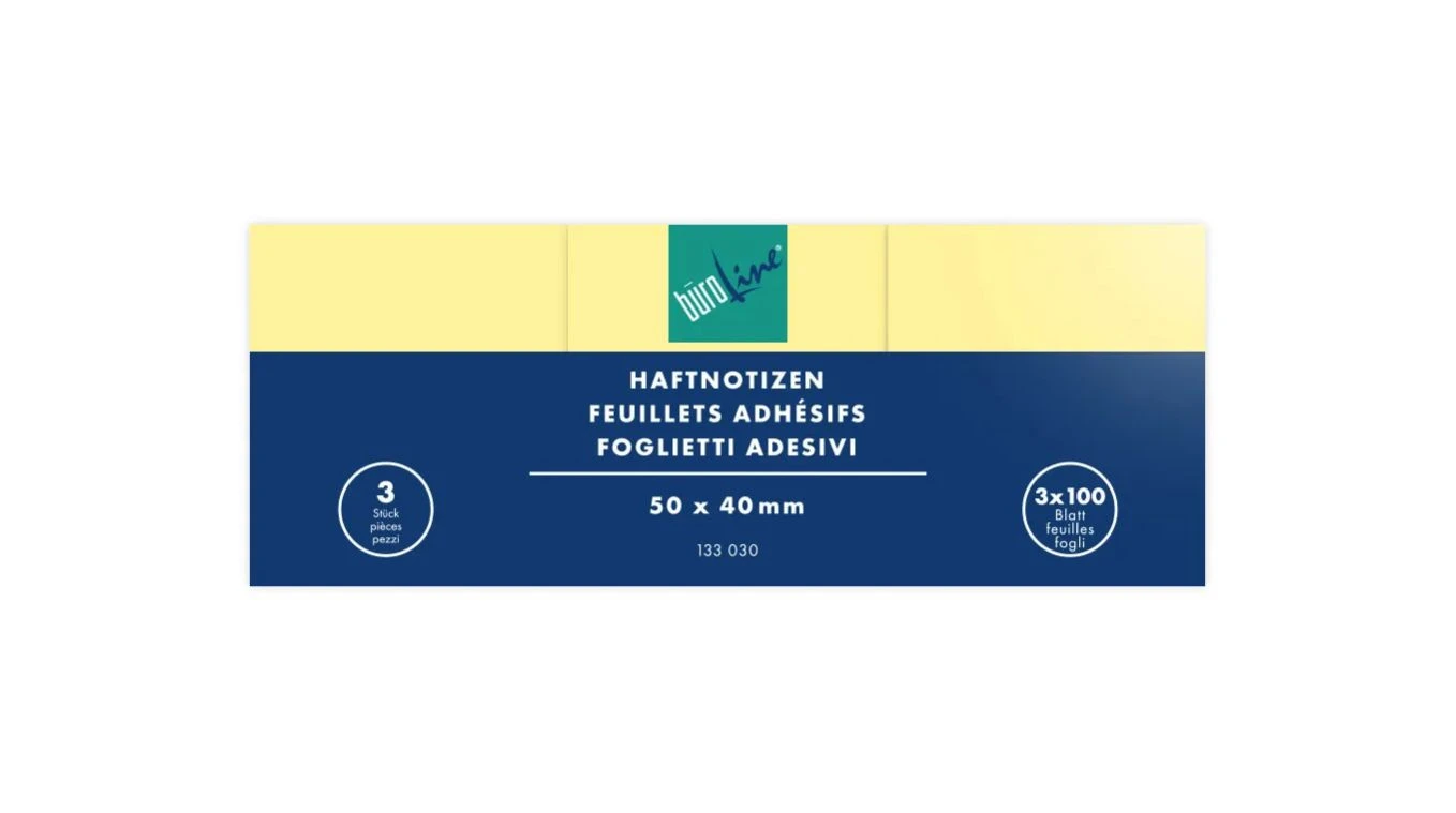 BÜROLINE Notes adhésives 3 x 100 feuilles