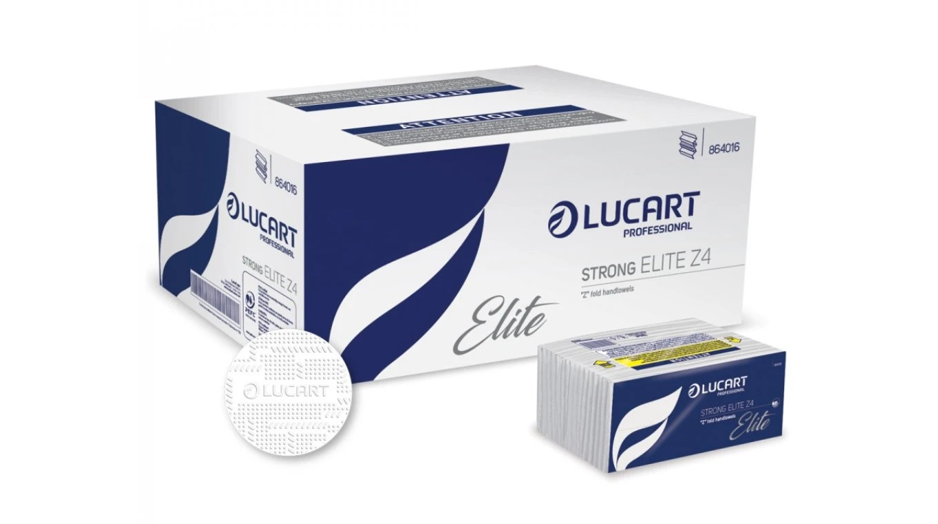 LUCART Essuie-mains en papier Strong Elite Z4 pliage Z, 4 couches, blanc