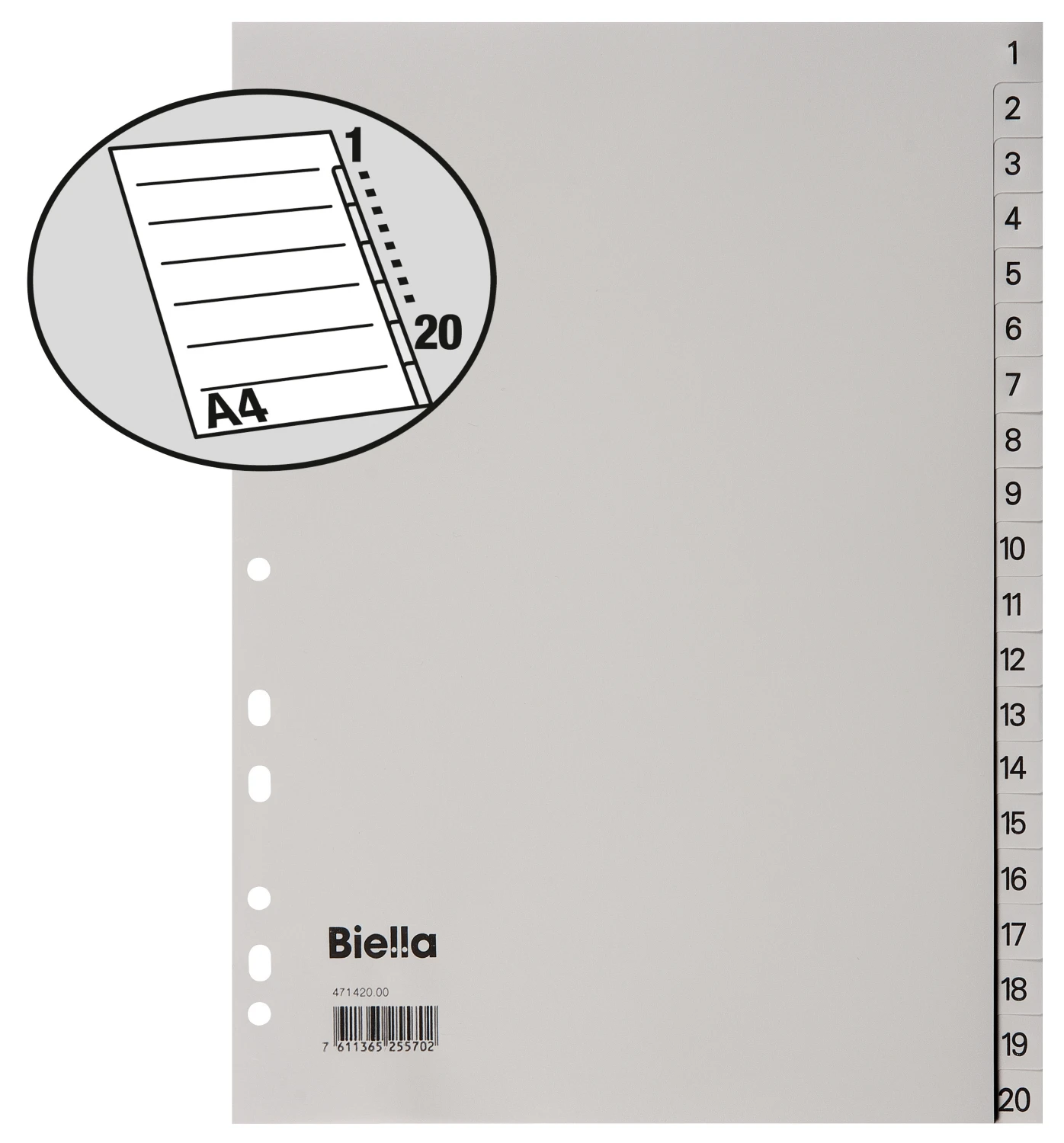 BIELLA Zahlenregister 1 - 20