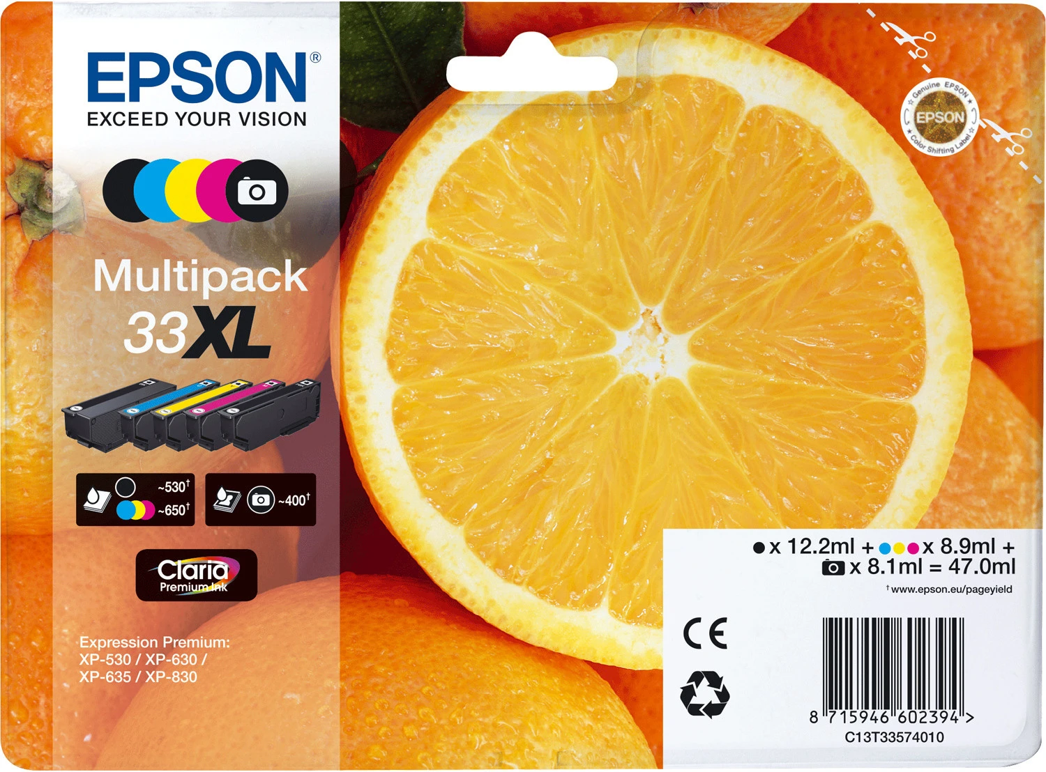EPSON T335740 Multipack Tinte 33XL CMYBKPBK