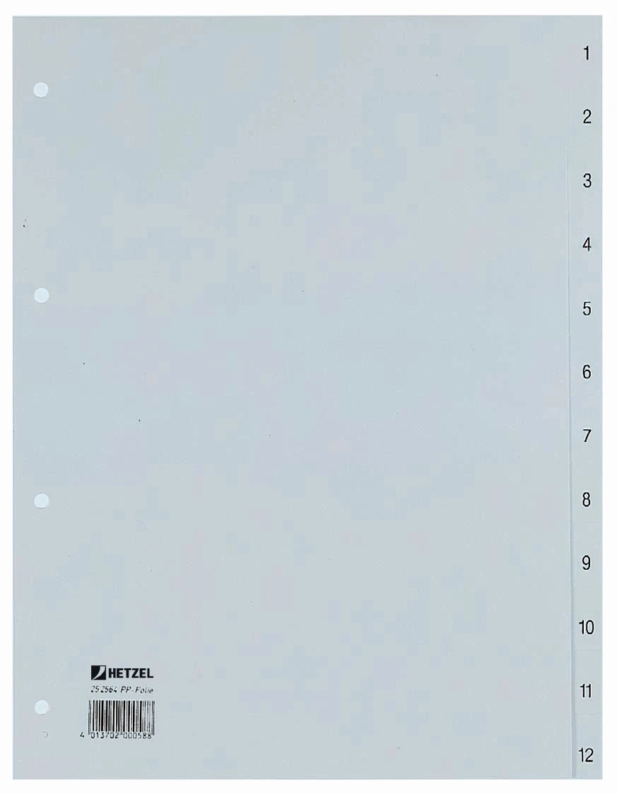 HETZEL Zahlenregister 1 - 12