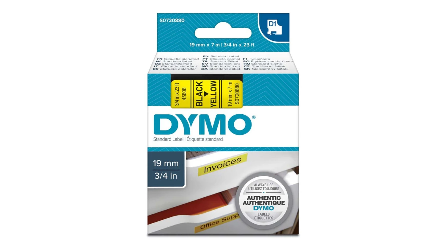DYMO D1 ruban d'écriture S0720880 19 mm x 7 m