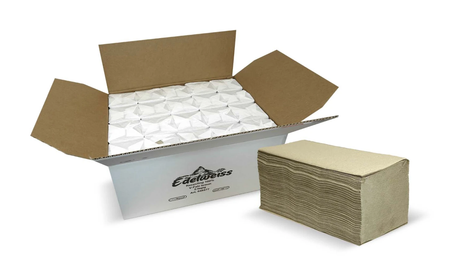 EDELWEISS Essuie-mains en papier pliage V, 2 couches, brun